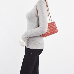 Chanel Bi-Color Red Quilted Lambskin Leather Daily Companion Coco Vintage